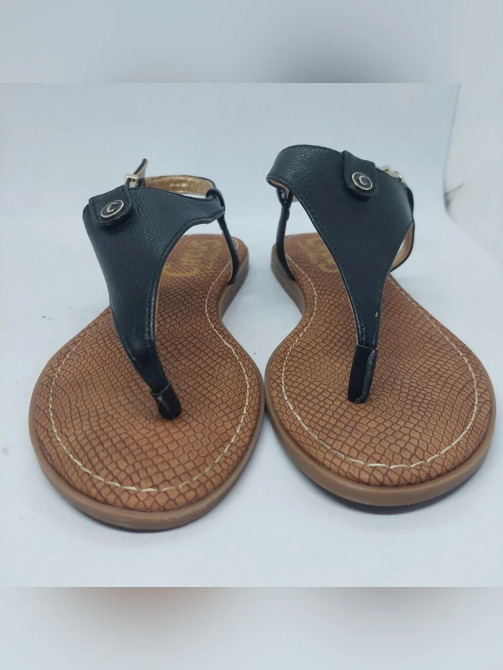 Circus By Sam Edelman Carolina Thong Sandals Black Flats Womens size 5.5M